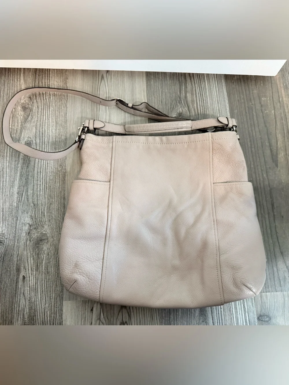 Coach Park Avery Leather Shoulder Crossbody Bag Bucket Hobo Light Gray